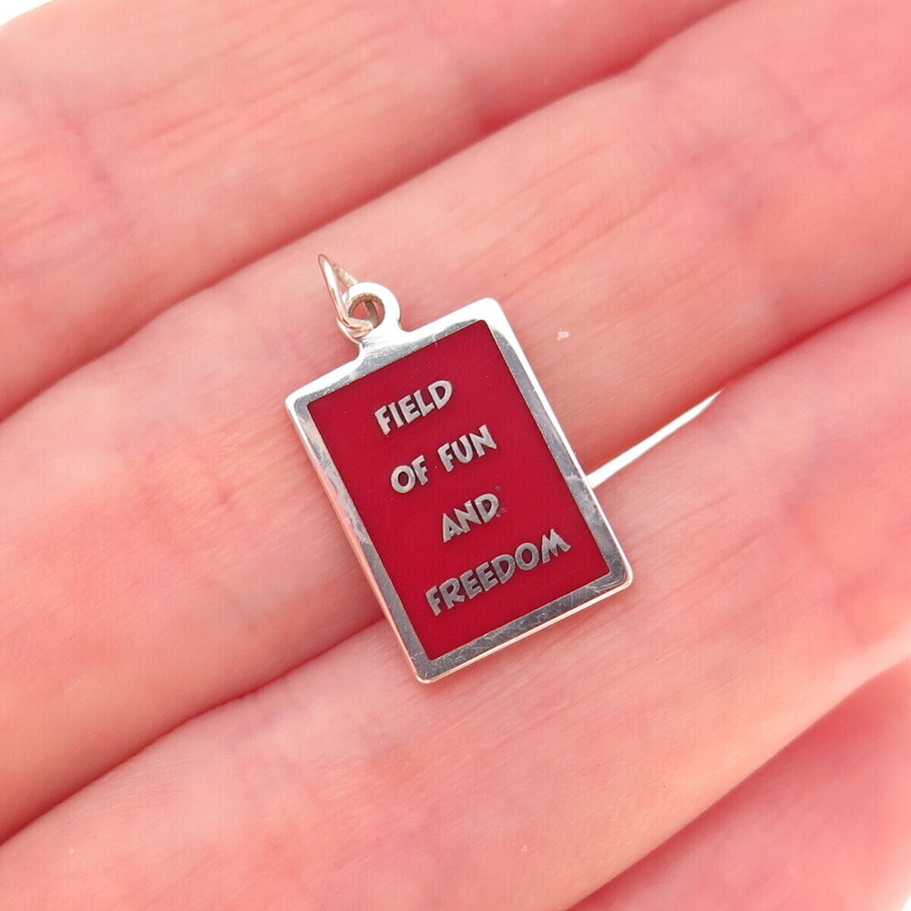 925 Sterling Silver Red Enamel Field of Fun & Freedom Charm Pendant